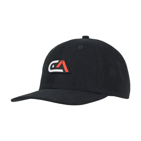 Black Elite Performance Sueded Snapback with Combined Arms logo on front
