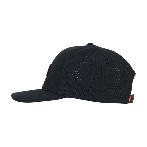 side view of Black Elite Performance Sueded Snapback